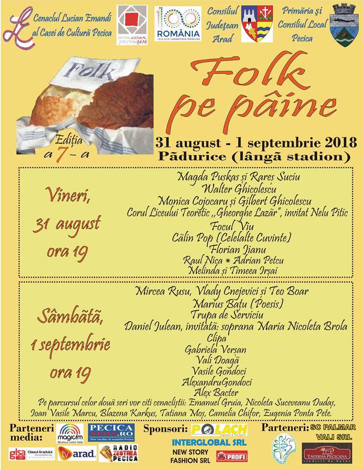 Festivalul  Folk pe Paine, editia a VII-a, 2018, Pecica, Arad